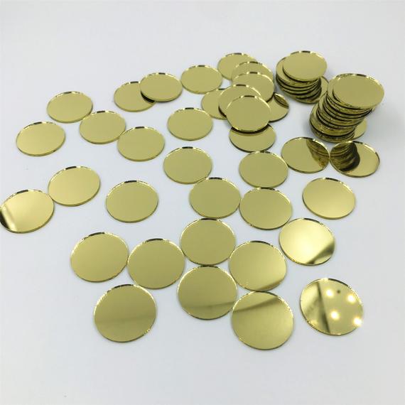 Mini ronde gouden glazen spiegel mozaïektegels , 2cm ronde glazen spiegels , 100 stuks/partij