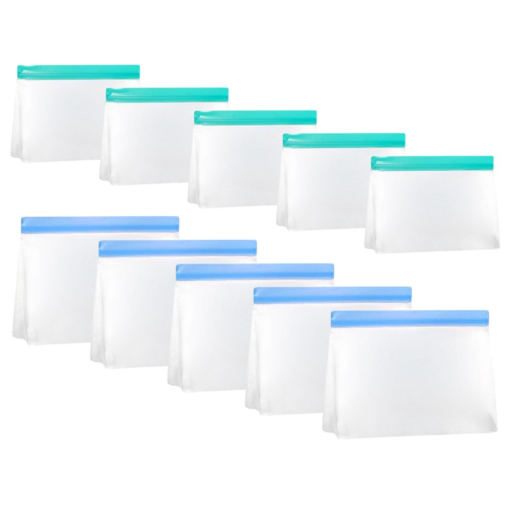 10pcs Thicken PEVA Food Storage Reusable Silicone Fresh Bags Moistureproof Refrigerator Sealed Bag Ziplock Kitchen Organizer: I