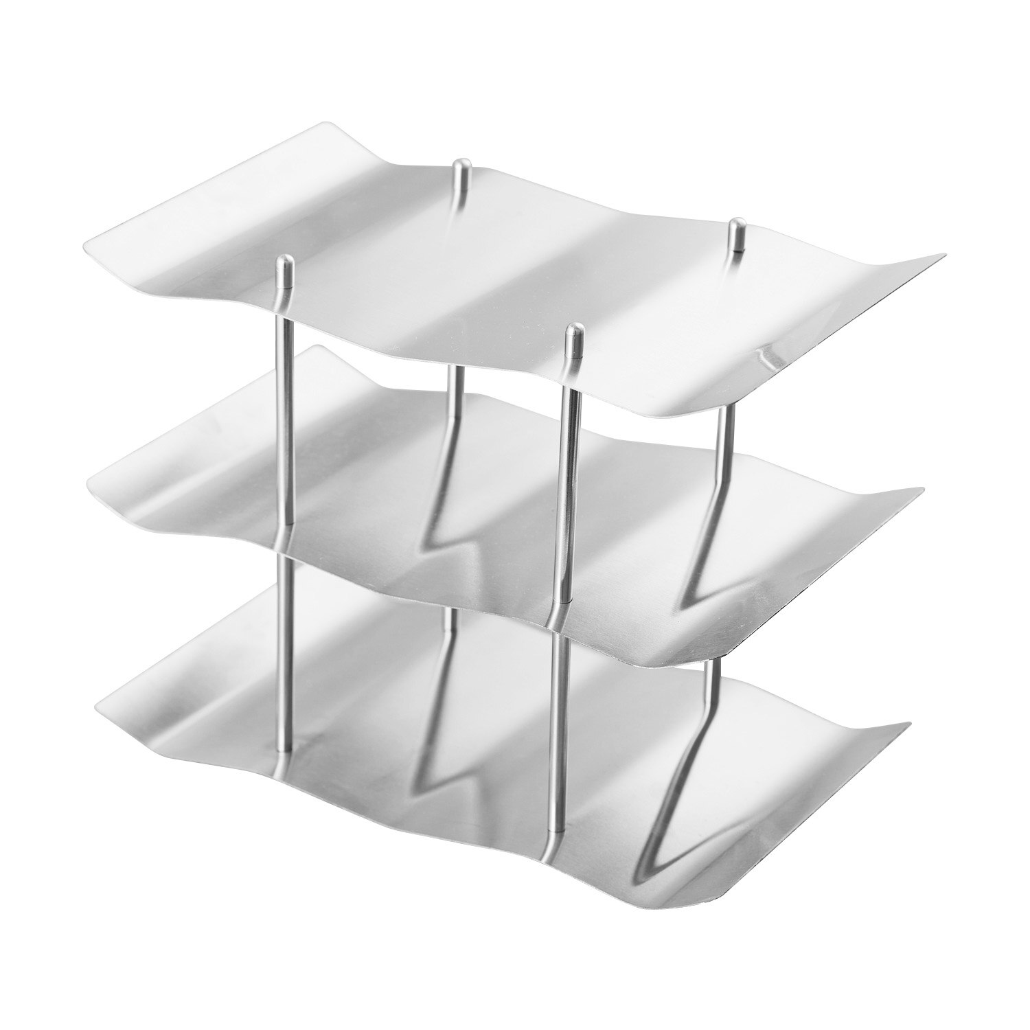 Cremagliera del vino 3 Tiers 9 bottiglie di Cucina In Acciaio Inox Da Tavolo Controsoffitto Freestanding Onda di Vino Cremagliera Mensola di Esposizione del Supporto Del Vino
