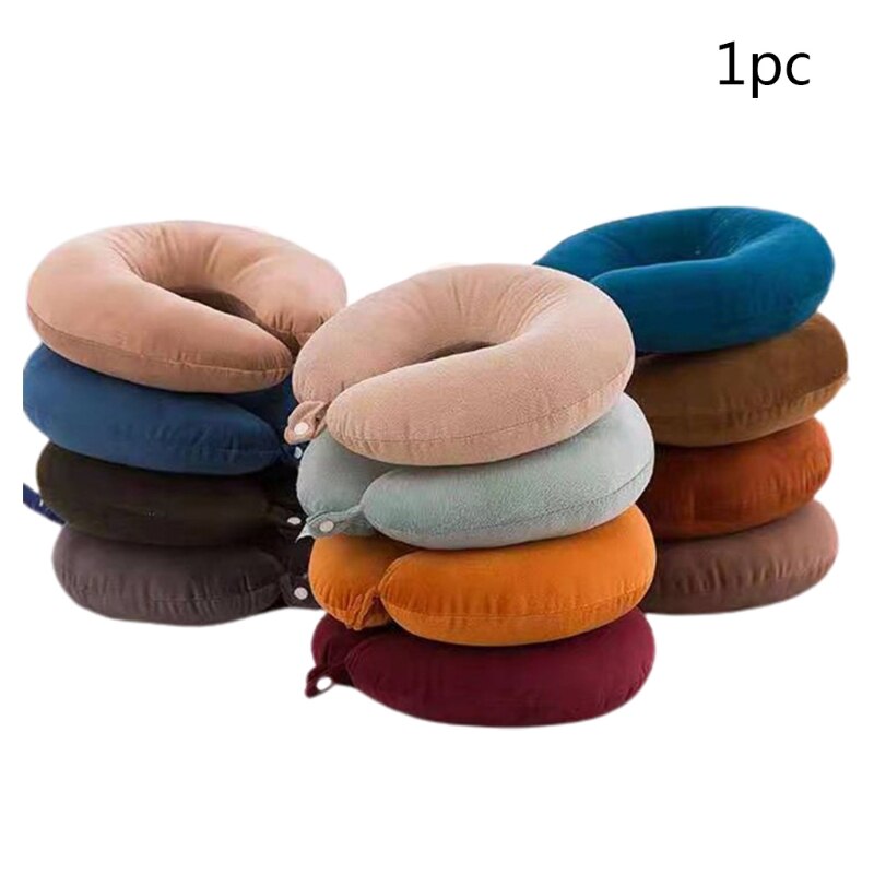 GXMA 30x28cm Soft U-Shaped Neck Protection Pillow Office Sleep Nap Cushion Travel Car Train Head Support Solid Color: Random color with bu