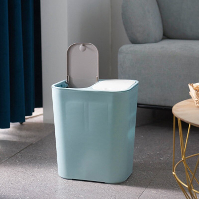 Newly Trash Can Rectangle Plastic Push-Button Dual Compartment 12liter Recycling Waste Bin Garbage Can TE889: 1