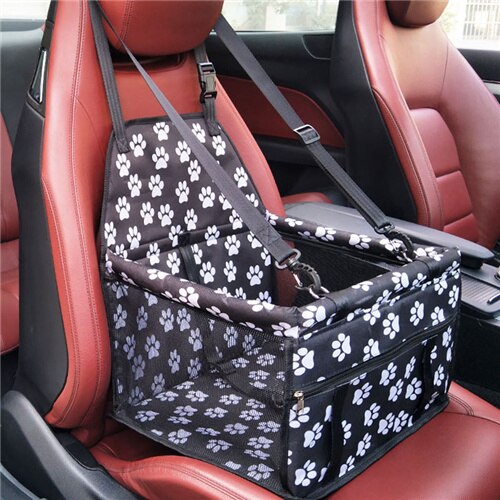 Panier de transport chat chien de luxe | Siège de voiture pour petits chiens, pliable rehausseur de voiture avec boucle de sécurité, accessoires de voyage pour voiture pour animaux de compagnie: Many Paws