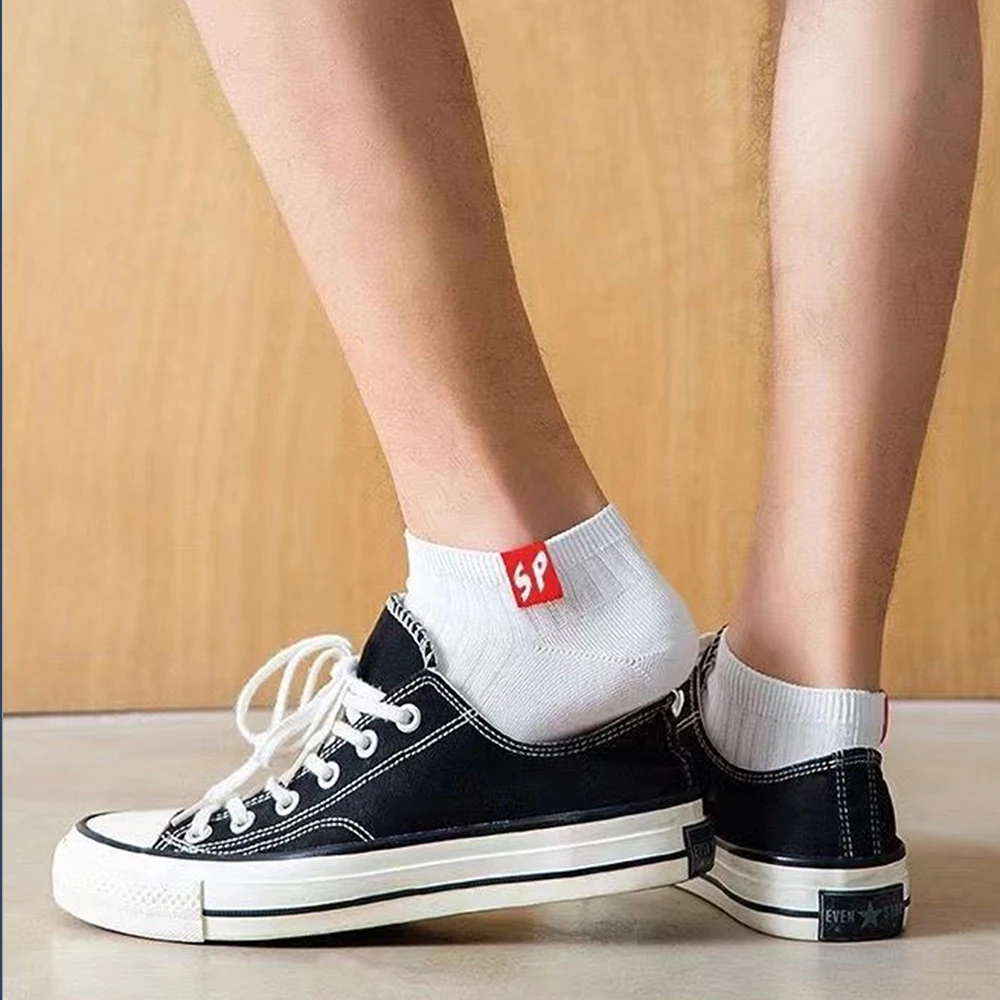 5 pares meias masculinas de alta qualidade primavera e outono engrossado respirável barco meias de corte baixo boca rasa meias casuais masculinas