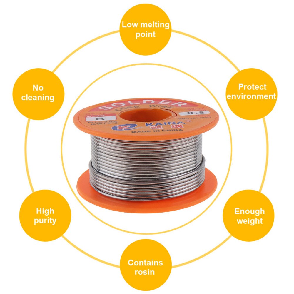 50g 0.6/0.8/1/1.2 /1.5/2.0mm 63/37 FLUX 2.0% 63/37 Tin Lead Tin Wire Melt Rosin Core Solder Soldering Wire Roll No-clean