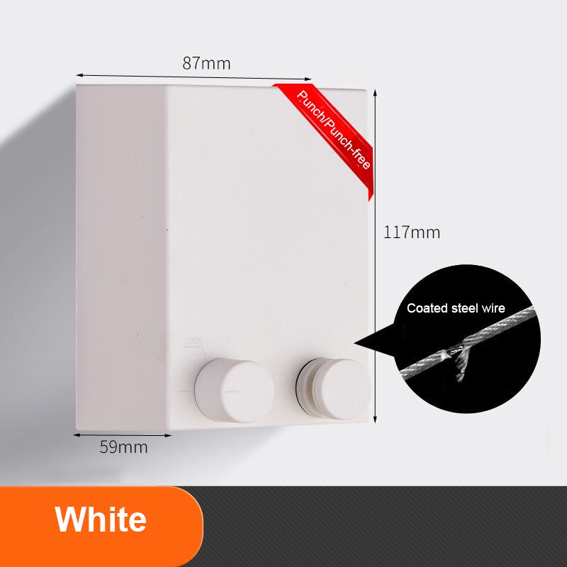 Retractable Clothesline Wall-mounted Indoor Outdoor Clothes Hanger Laundry Drying Line Balcony Invisible Telescopic Drying Lines: White