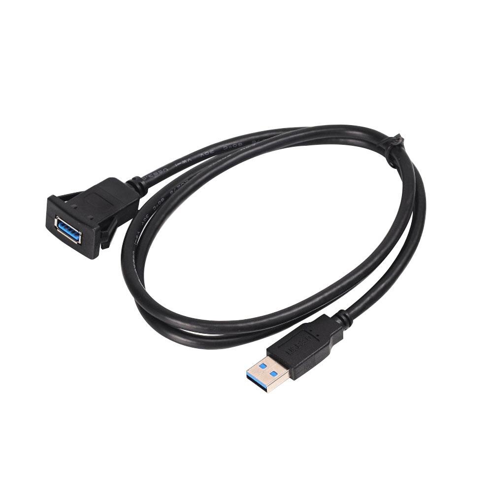 1m Car Auto Dashboard Flush Mount USB 3.0 Male to Female Panel Extension Cable Dash Panels Accessories: Default Title