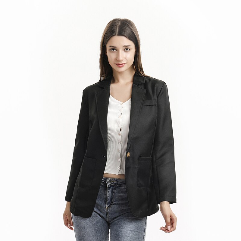 Autumn Office Lady Blazers Suit Women Blazer Coat Business Slim Fit Blazers Casual Ladies Full Sleeve Female Notched: black / XL