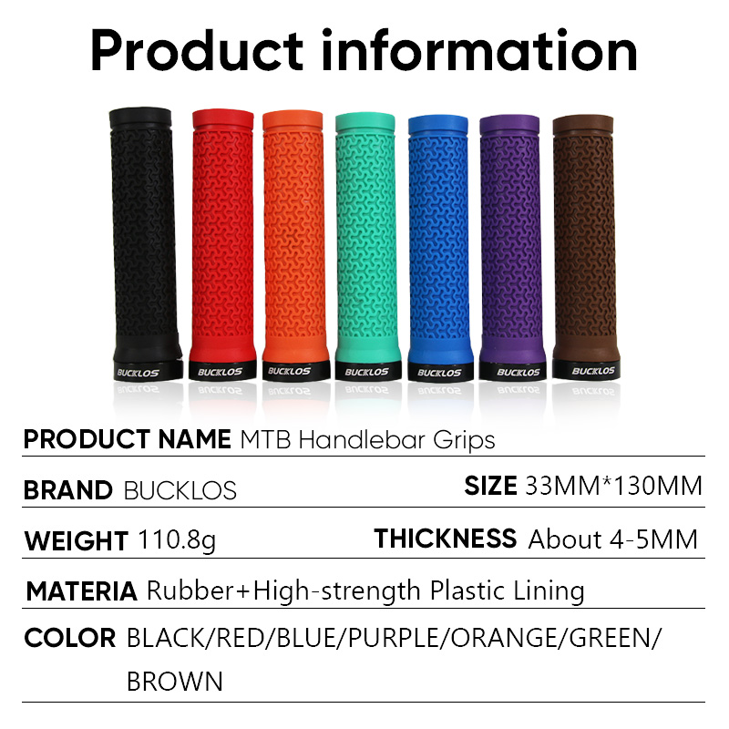 BUCKLOS Bicycle Handlebar Grips Lock on Bike Handle Damping Mountain Bike Grip Anti-slip MTB Cuffs Waterproof Bicycle Grip