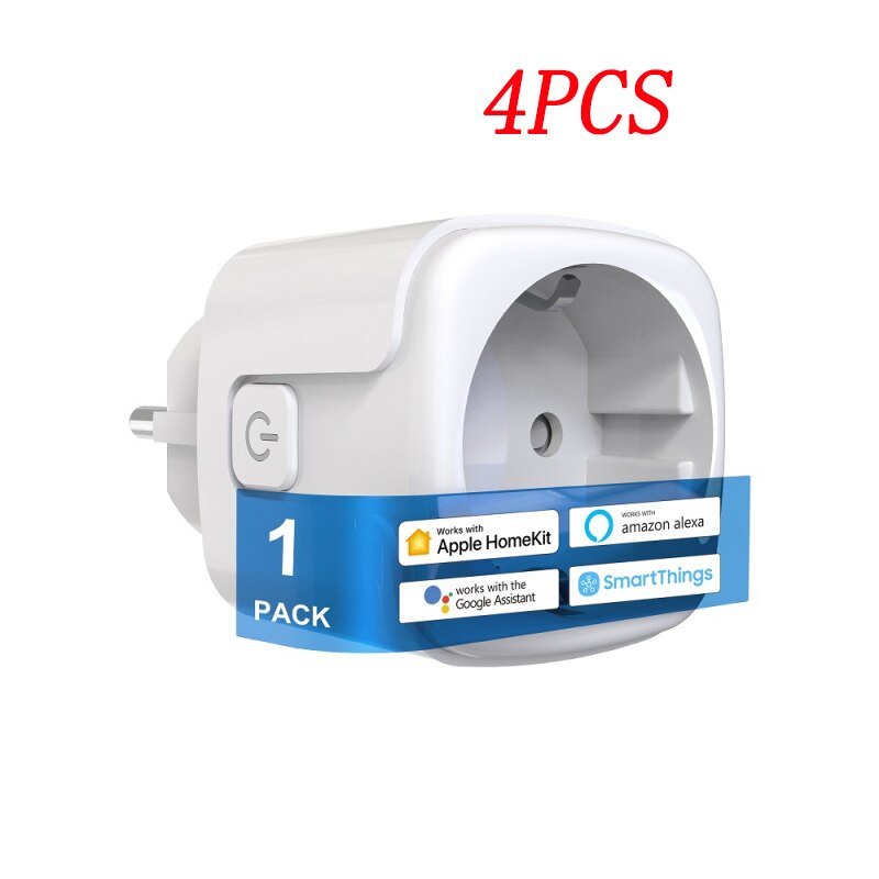 Wifi draadloze afstandsbediening stopcontact eu stekker slimme timer stekker eu tuya smart life spraakbesturing huis brandvertragend pc slim stopcontact: 4 stuks