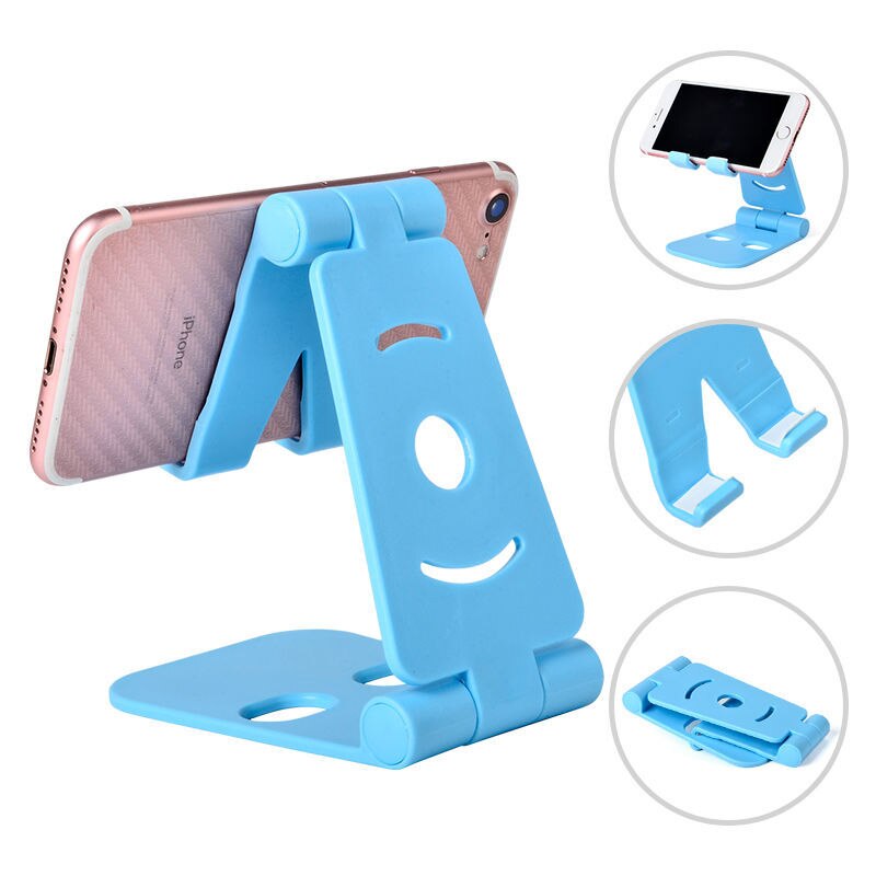 1PC Universal Adjustable Mobile Phone Holder for iPhone Huawei Xiaomi Plastic Phone Stand Desk Tablet Folding Stand Desktop: Sky Blue