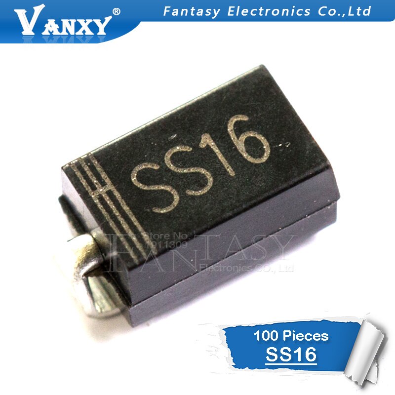 100pcs SMA SR160 smd 1A 20V do-214ac SS16 Schottky diode