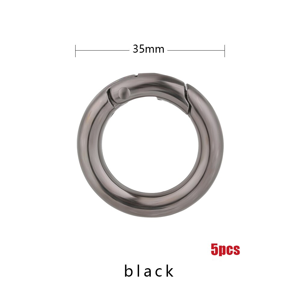 2 uds. De hebillas de aleación de Zinc para bolsos, hebillas redondas plateadas de resorte para puertas, Clips de mosquetón para bolsos, ganchos a presión, accesorios para bolsos: Black 35mm