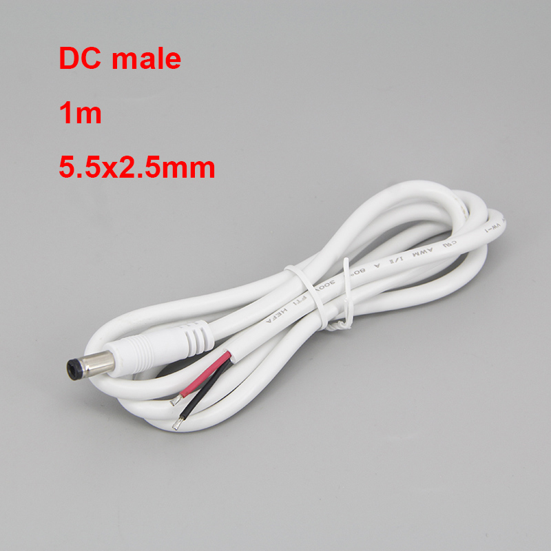 Weiß 18awg 7a DC-Stecker DC-Buchse Kabel Netzteil Verlängerung kabel 5,5mm x 2,1mm 2,5mm Kupferdraht: Gold