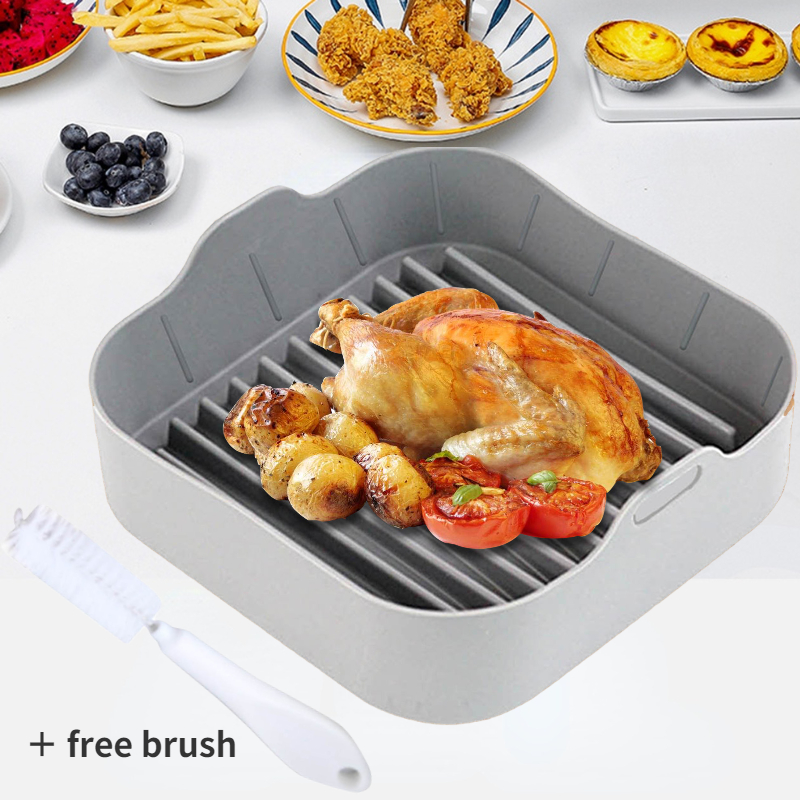 Square Silicone Air Fryer Liner Reusable Air Fryer Basket Non Stick Basket Baking Cooking Kitchen Utensils Airfryer Accessories