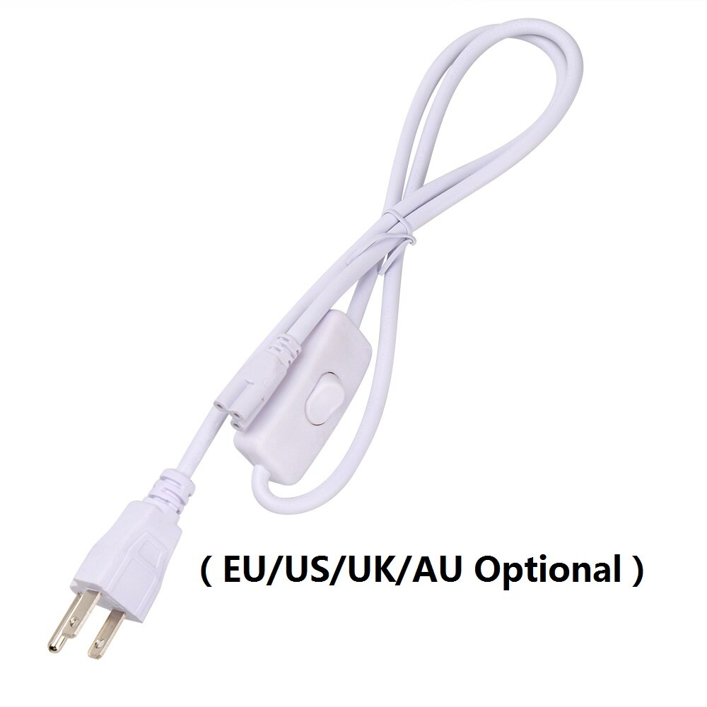 Power Cord Cable for T8 Tube LED Grow Light with On Off Switch 3Pin Integrated Tube Connector Extension Cable EU US Plug: 1PCS-power cord