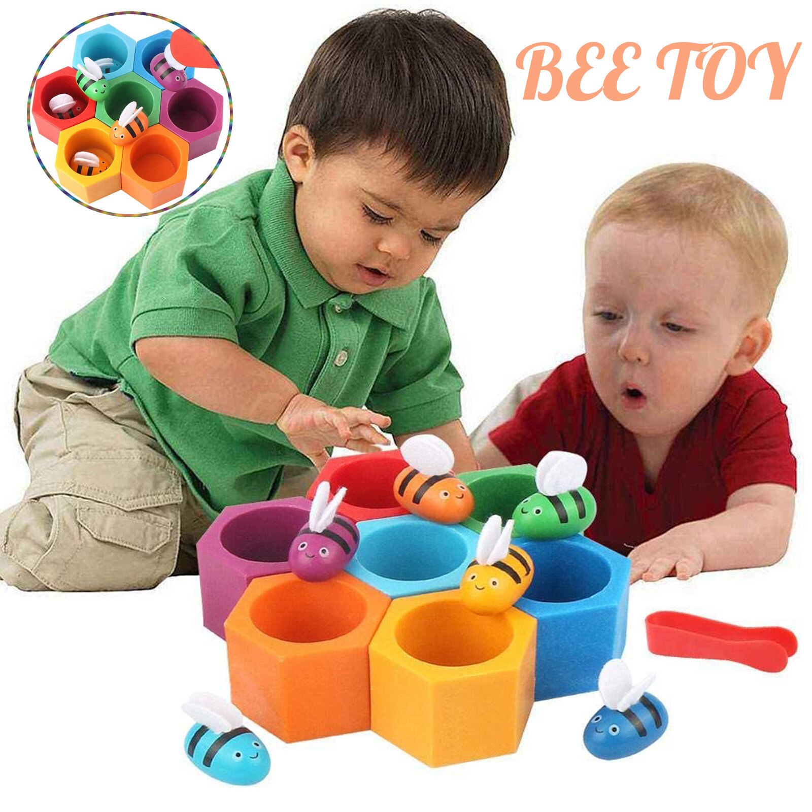 Houten Clip Bee Bijenkorf Spel, Kinderen Fijne Beweging, Hand-Oog Coördinatie, Concentratie Speelgoed, honingraat Board, Bee Kleur F4