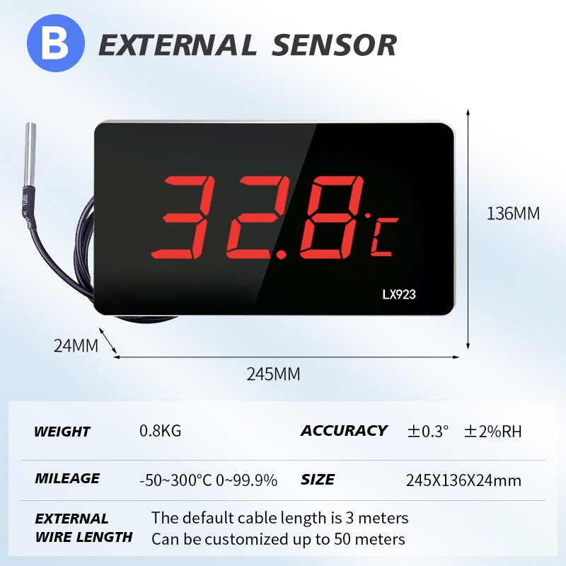 Schwimmbad-Thermometer mit LED-Anzeige und wasserdichtem Sondenthermometer für Wasser, Aquarium, Außentemperaturmesser: Ursprünglich Titel