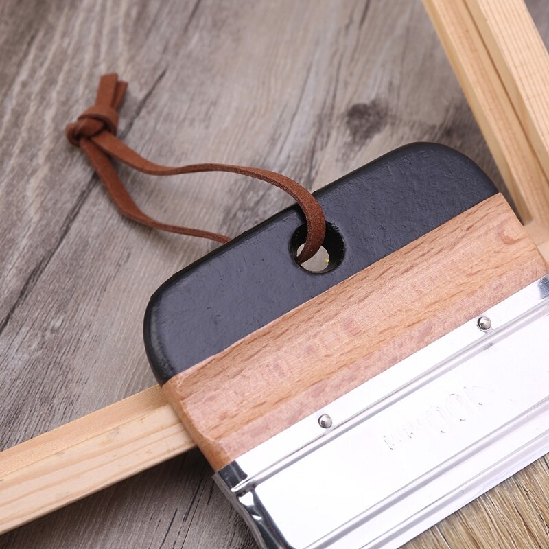 Pincel plano ancho para pintura y cera, brocha ergonómica con mango de madera, cerdas naturales