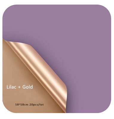Luxury Gold Reversible Floral Wrapping Paper Waterproof Flower Arrangement Wrapping Paper Party Wrapping Paper Film: Lilac-Gold