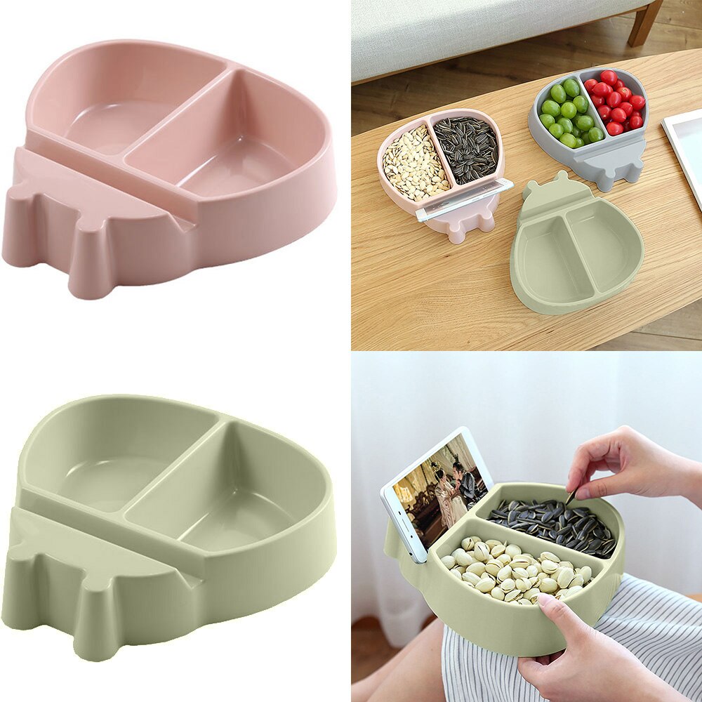 Modern Living Room Lazy Snack Bowl Plastic Double Grid Snack Storage Box Fruit Plate And Mobile Phone Stand Artifact