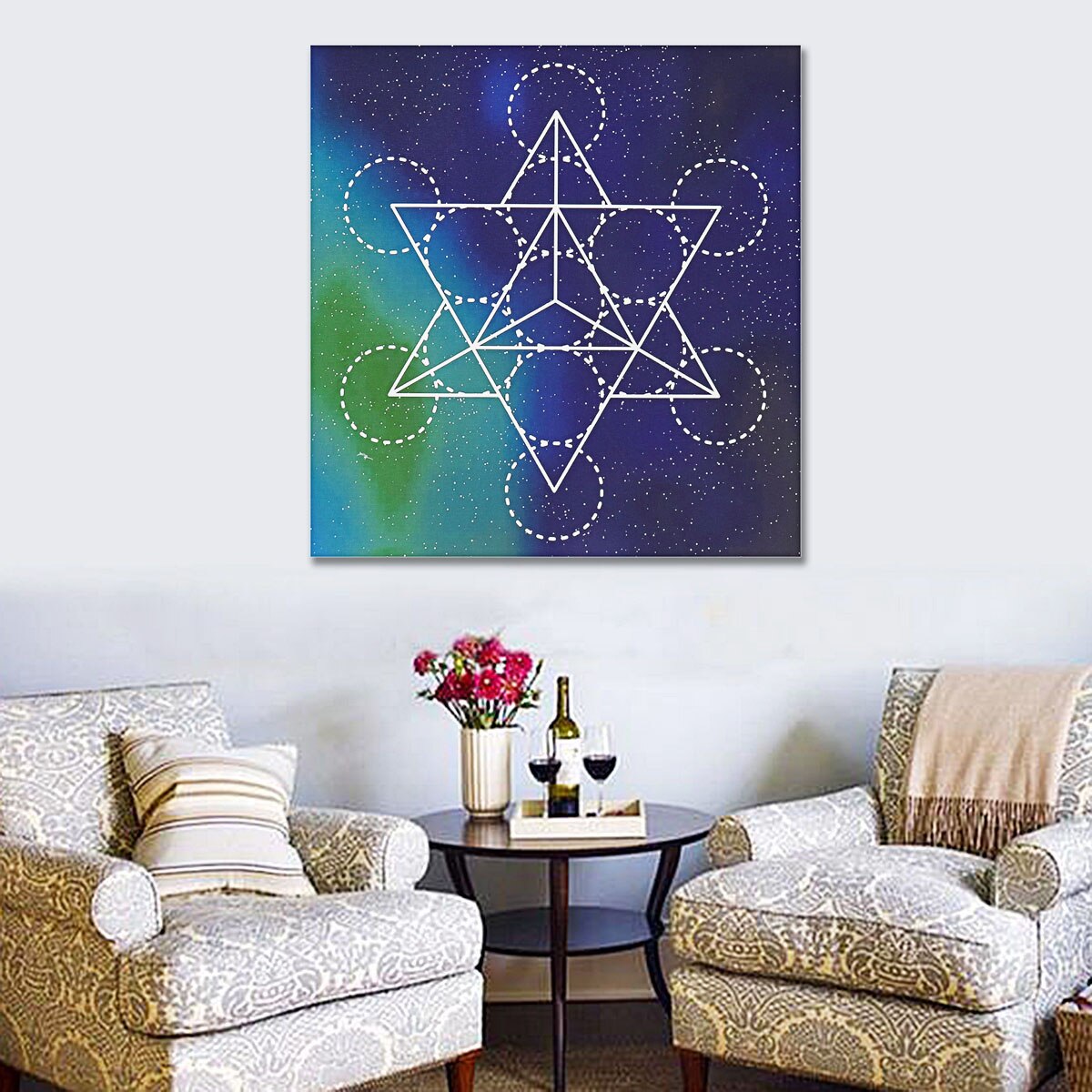 50*50cm blomst af liv krystalgitter klud hellig geometri helbredende dug