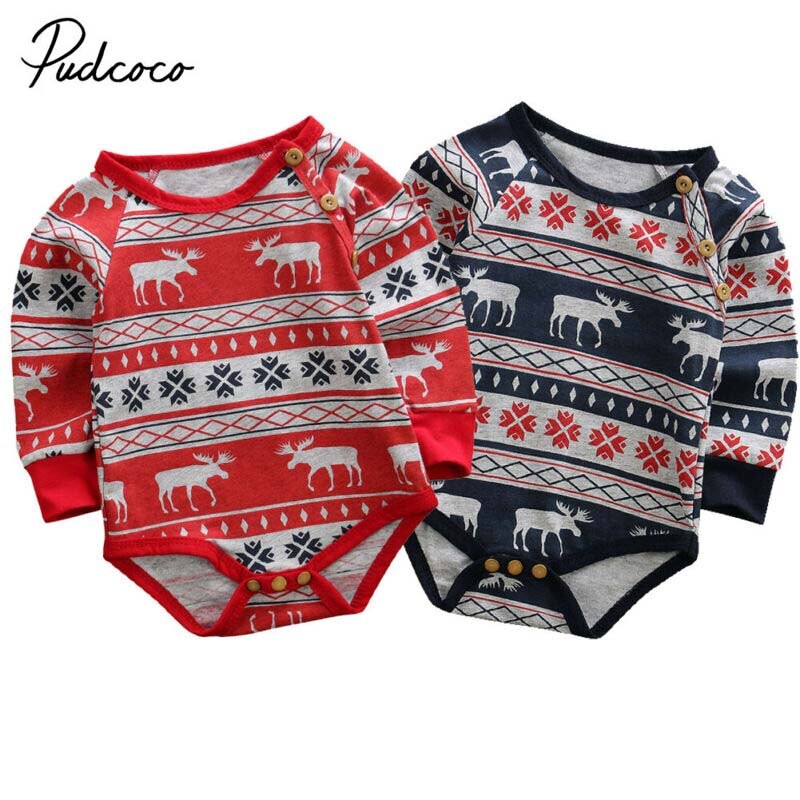 bebé primavera otoño ropa bebé niña Navidad algodón manga larga mono Navidad mono ropa ciervos trajes con motivo de ciervo