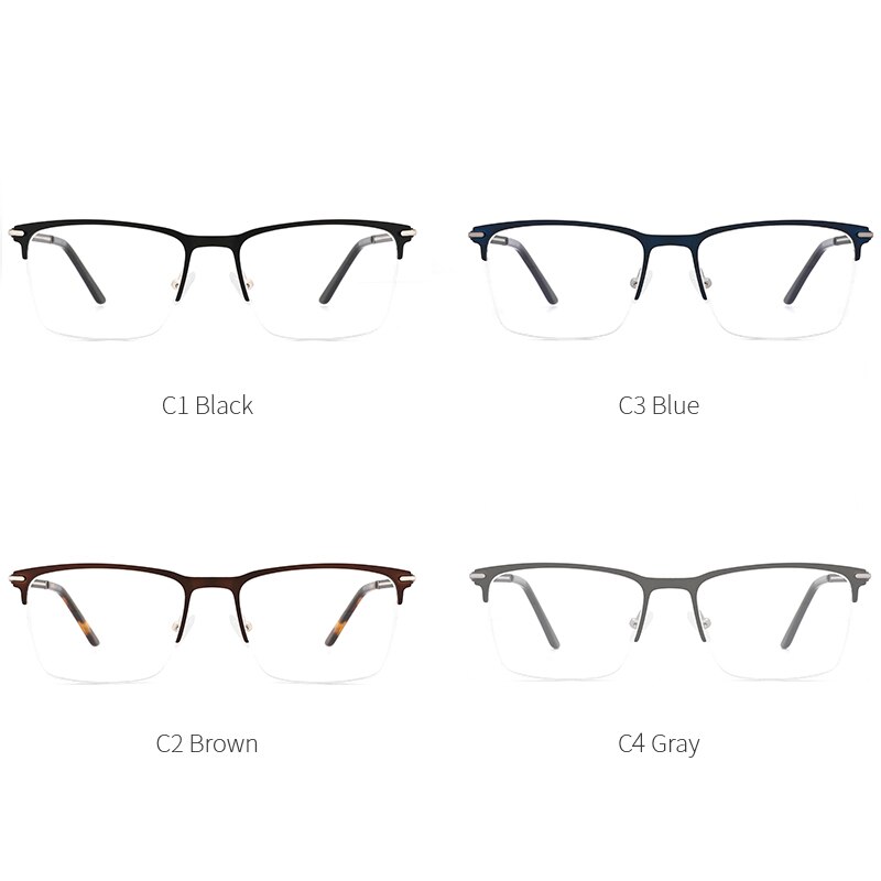 Metall herre brilleinnfatning semi-kant firkantet brilleinnfatning brille optiske brilleinnfatninger for menn # 1228