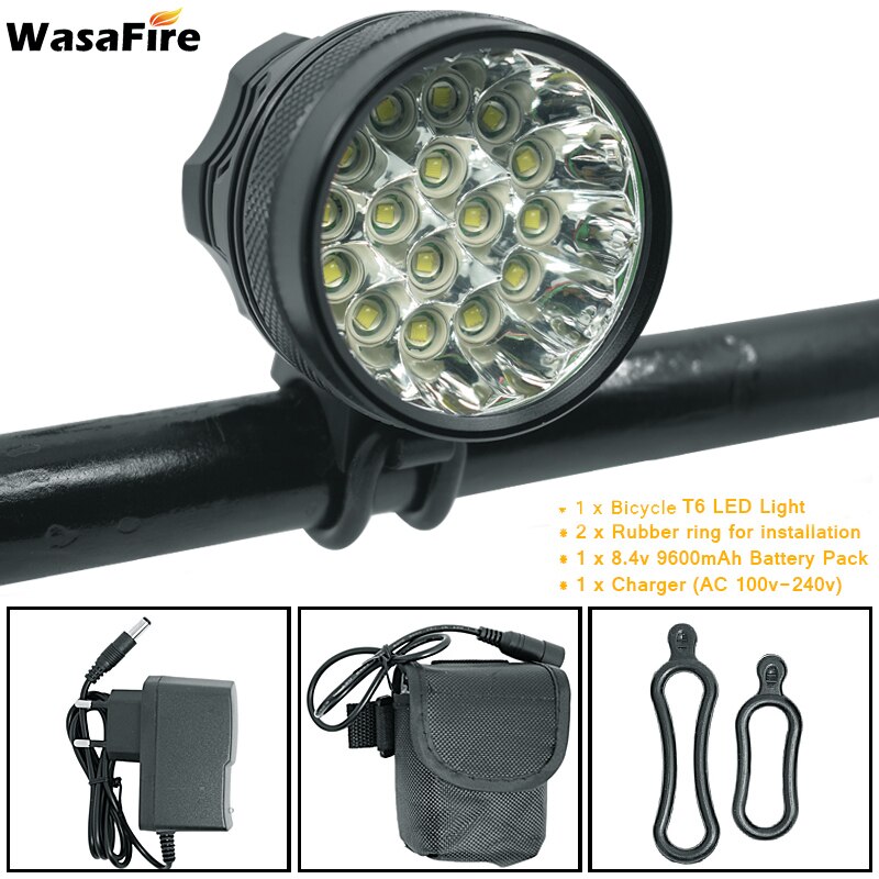 WasaFire 40000 Lumen 16* T6 LED Bike Light MTB Bicycle Front Light Super Bright Cycling Lamp Headlight Night Riding Light: Burgundy