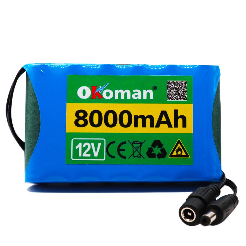 Original Portable Super 12V 8000mah battery Rechargeable Lithium Ion battery pack capacity DC 12.6v 8Ah CCTV Cam Monitor