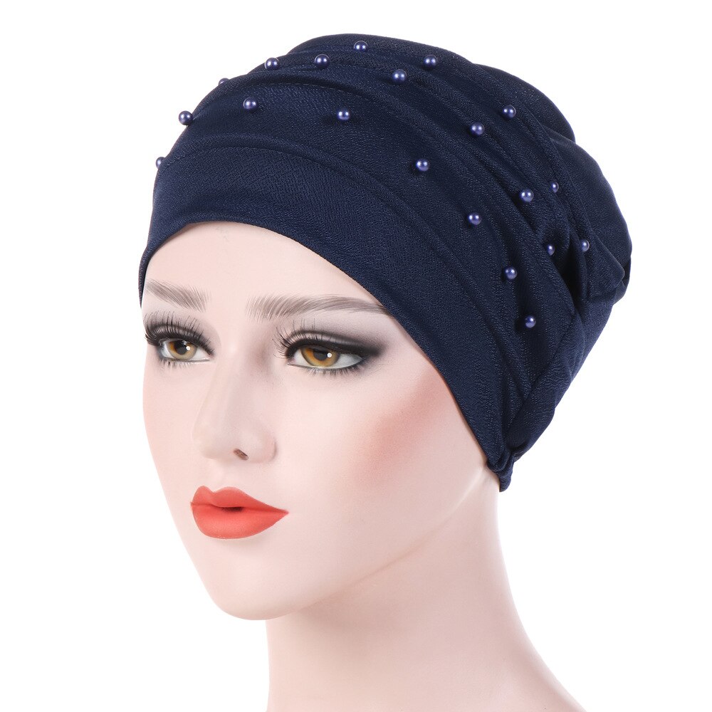 Muslimi turbaani naisille puuvilla turbante mujer chemo hattu syöpä päähineet tavallinen turbaani hijab femme musulman turbans helmikoristelu