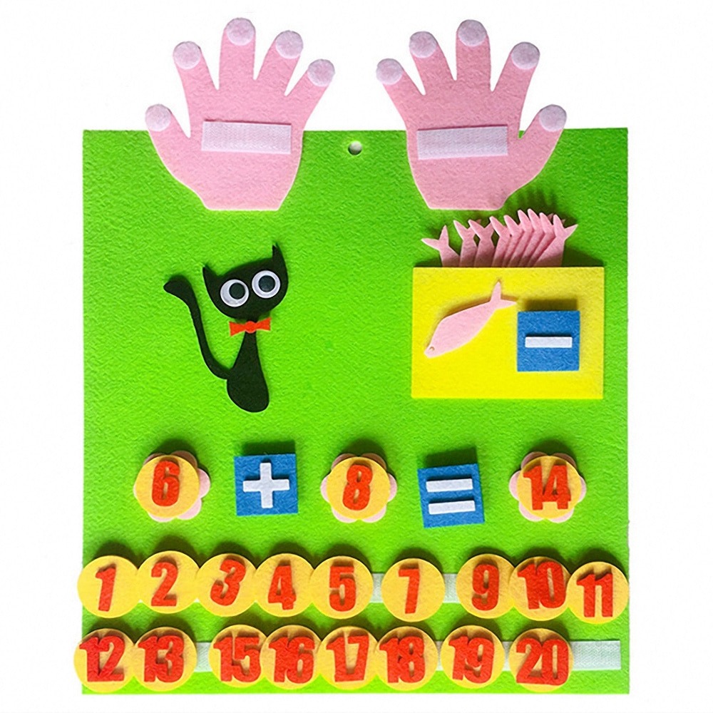 Children DIY Non-woven Numbers Counting Toy Digital Add Subtract Felt Craft Math Toys Kids Educational Teaching Aid Montessori