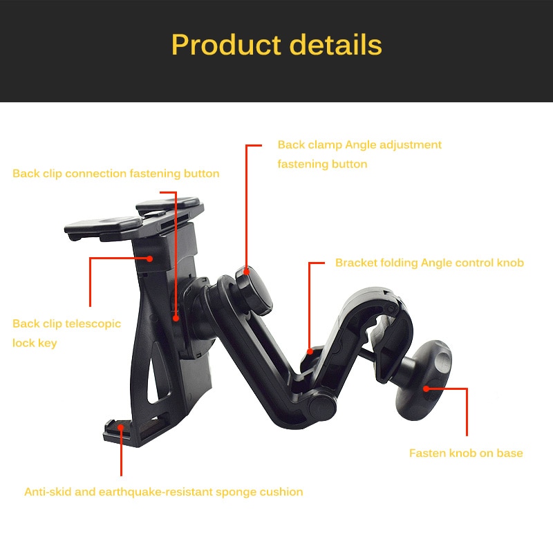 Universele Verstelbare Telescopische Tablet Auto Back Seat Hoofdsteun Mount Houder Voor IPad Tablet Auto Bracket Voor 7-10 Inch tablet