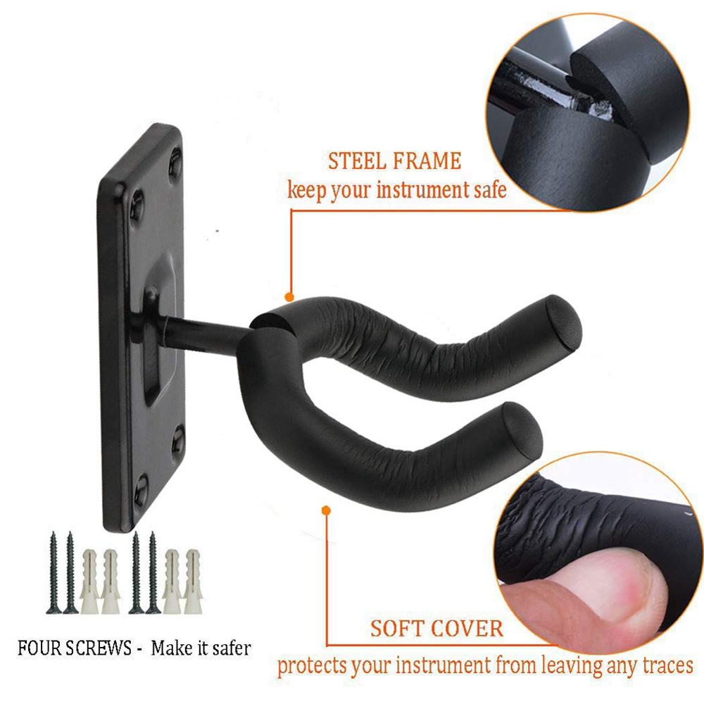Electric Acoustic Guitar Display Metal Wall Hook Hanger Bracket Wall Mount Rack for 5 Selected Guitar and Bass