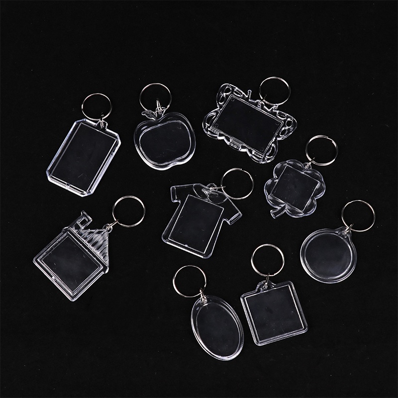 5pcs Blank Photo Frame Keychain Clear Acrylic Keyring Insert Photo Split Key Pendant DIY Key Holder Couple Anniversary
