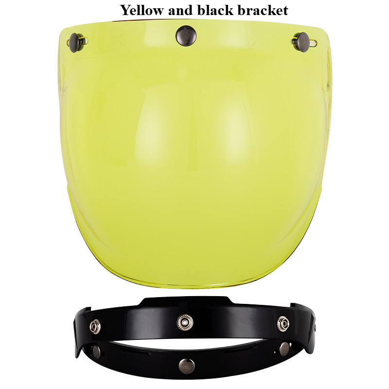 Motorhelm Retro Helm Halve Helm Bubble Spiegel Drie Knop Veiligheid Winddichte Lens met Beugel Set Visera Accessoires: Blauw