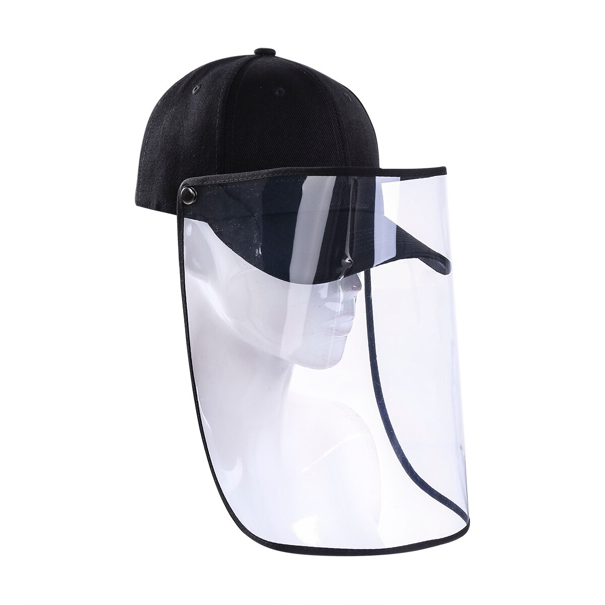 Unisex Solid Color Outdoor Sports Anti-Saliva Anti-Droplet Anti-spitting Full Face Protective Cover Baseball Caps Hats: Black