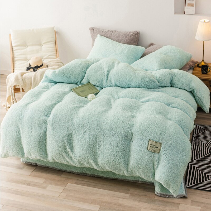 Housse de couette polaire berbère pour lit Double simple hiver deux faces housses de couette gris bleu rose literie housse de couette couverture