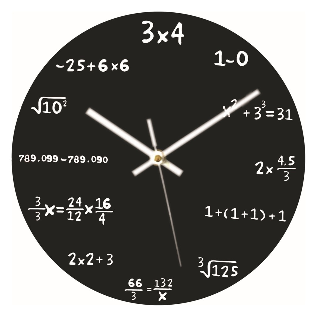 Reloj de pared matemático para el hogar, cronógrafo colgante negro con gran formato de 30cm, ideal para decoración del dormitorio, novedad