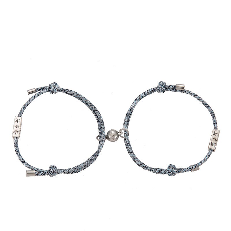 2 stk magnetisk gensidig tiltrækning par armbånd til kvinder justerbare håndlavede løfter af evigt flettet reb charm smykker: Smhs