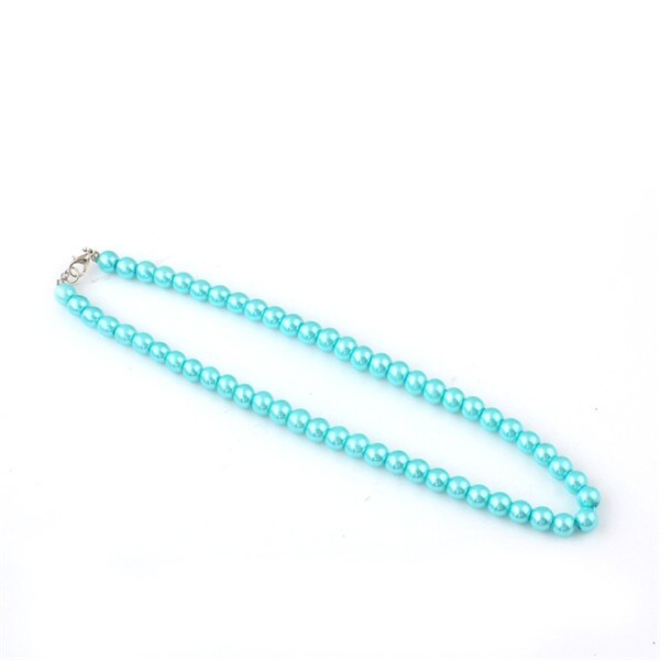 Delicate jewellery Clavicle Chain 8mm simulated Pearl Beads necklace Womens necklace Party: Blue