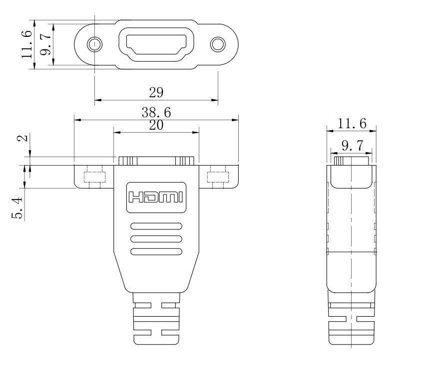 HDMI 2.0 Right Angle Cable Right Left Up Down HDMI v2.0 male to female panel mount w/ screw 4K*2k 60Hz HD extension cable 15CM