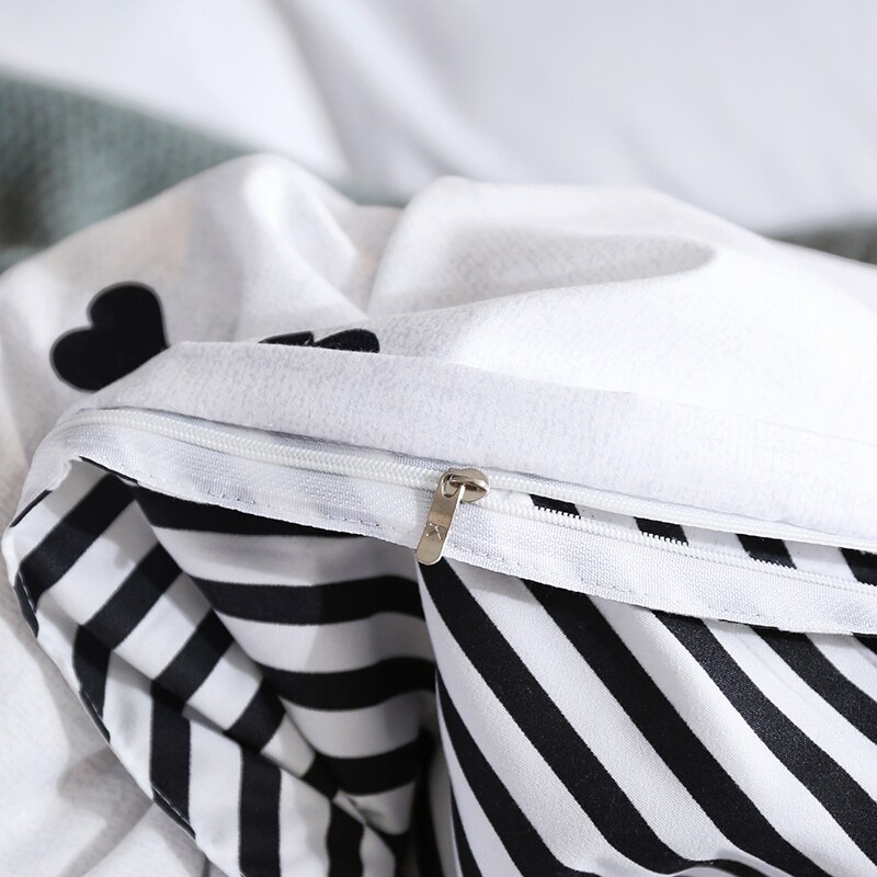 Bonenjoy sort og hvidt sengelinned sæt king size hjerte trykt sengetøjssæt ropa de cama y edredones queen bed cover sengetøj