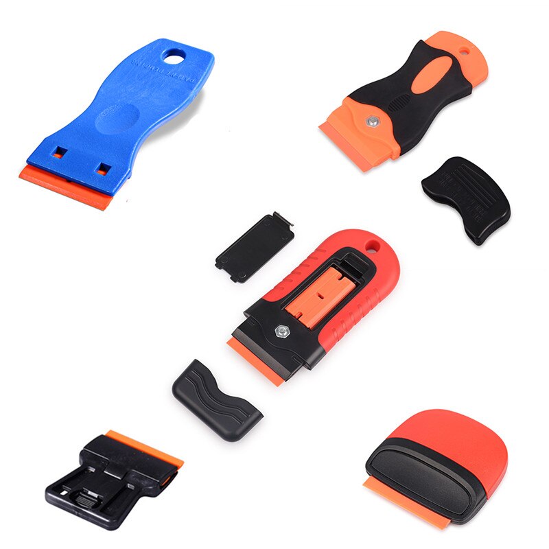 2 squeegee+100pcs Double Edged Plastic Razor Blade Window Glass Clean Scraper Carbon Fiber Wrapping Car Wrap Sticker Squeegee