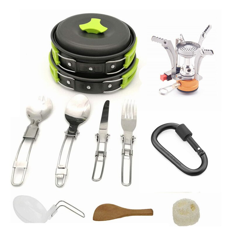 Outdoor Self-Driving Tour 13 Stuk Pot Set 1-2 Mensen Draagbare Camping Pot Set Non-stick Kookgerei Set