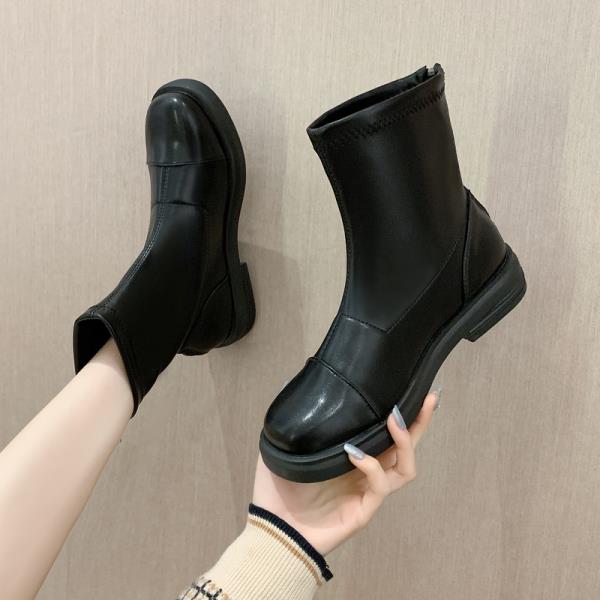 Zapatos de Rock para mujer, botas de de lujo con punta redonda, calzado de Invierno para mujer, media pantorrilla, para mujer, otoño: 1 / 36
