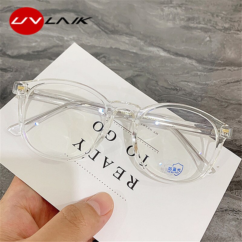 UVLAIK TR90 Glassses Frame Women Men Anti Blue Light Transparent Optical Spectacles Vintage Computer Eyeglasses Frames