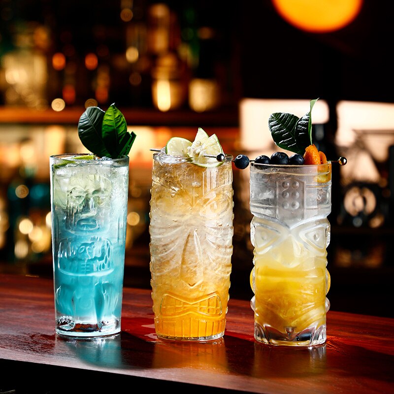 Szklany kubek Tiki nowoczesny bar Tiki chłodnica wyczyść kubki Libbey hawaje wielkanoc wyspiarz kubek na koktajle piwo wino napój kubek narzędzie barowe