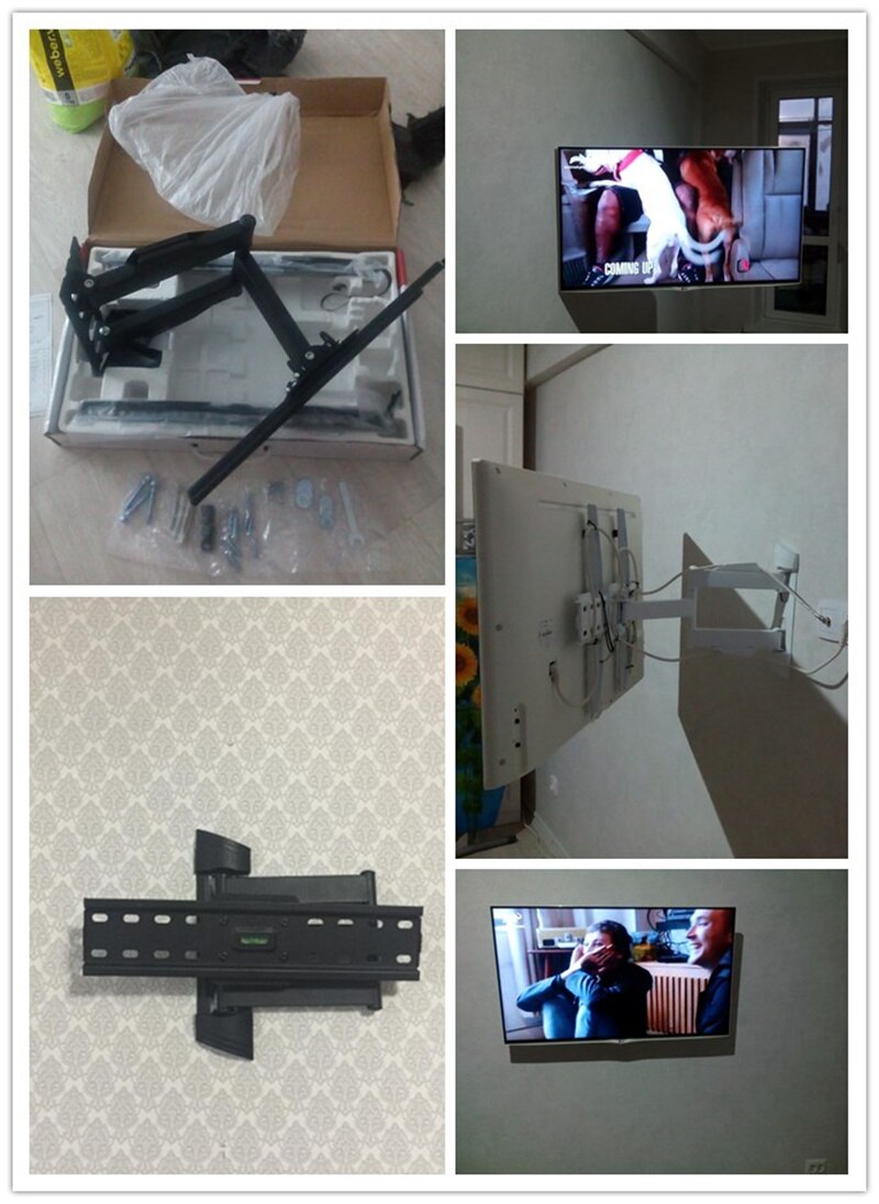 Full Motion TV Wall Mount Universal Tilt Swivel Bracket TV Stand Monitor Holder for LCD LED HD Plasma TV MAX VESA 400*400mm