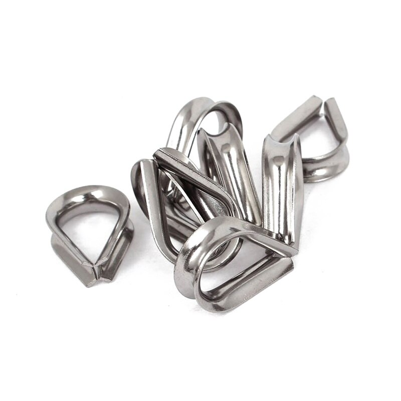 Stainless Steel 6mm Wire Rope Cable Thimbles Silver Tone 10Pcs