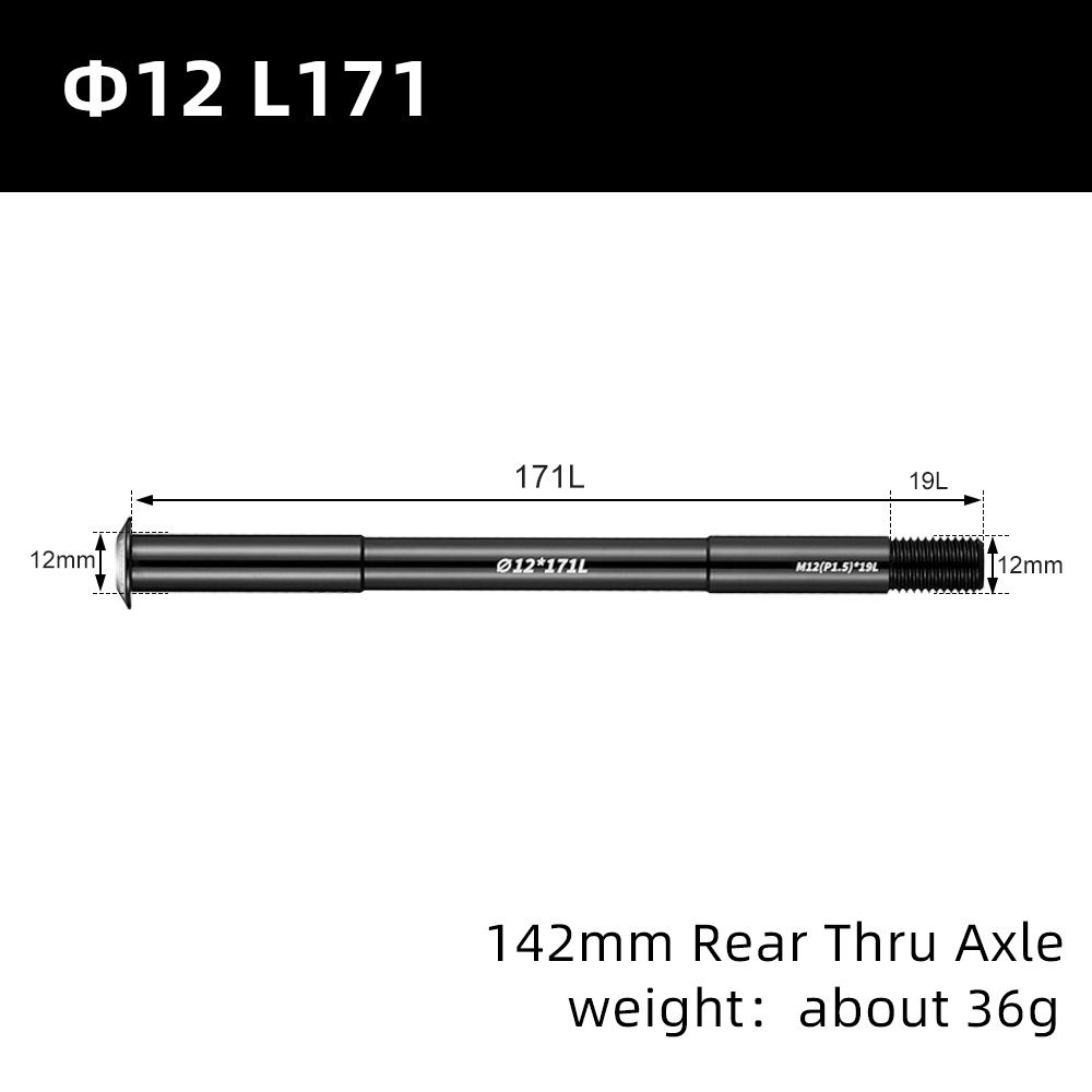 Bike Thru Axle Front Fork Shaft Skewers Rear Hub Thru Axle 12x126/162 M12xP1.5 M15 Bike Quick Release: Light Grey